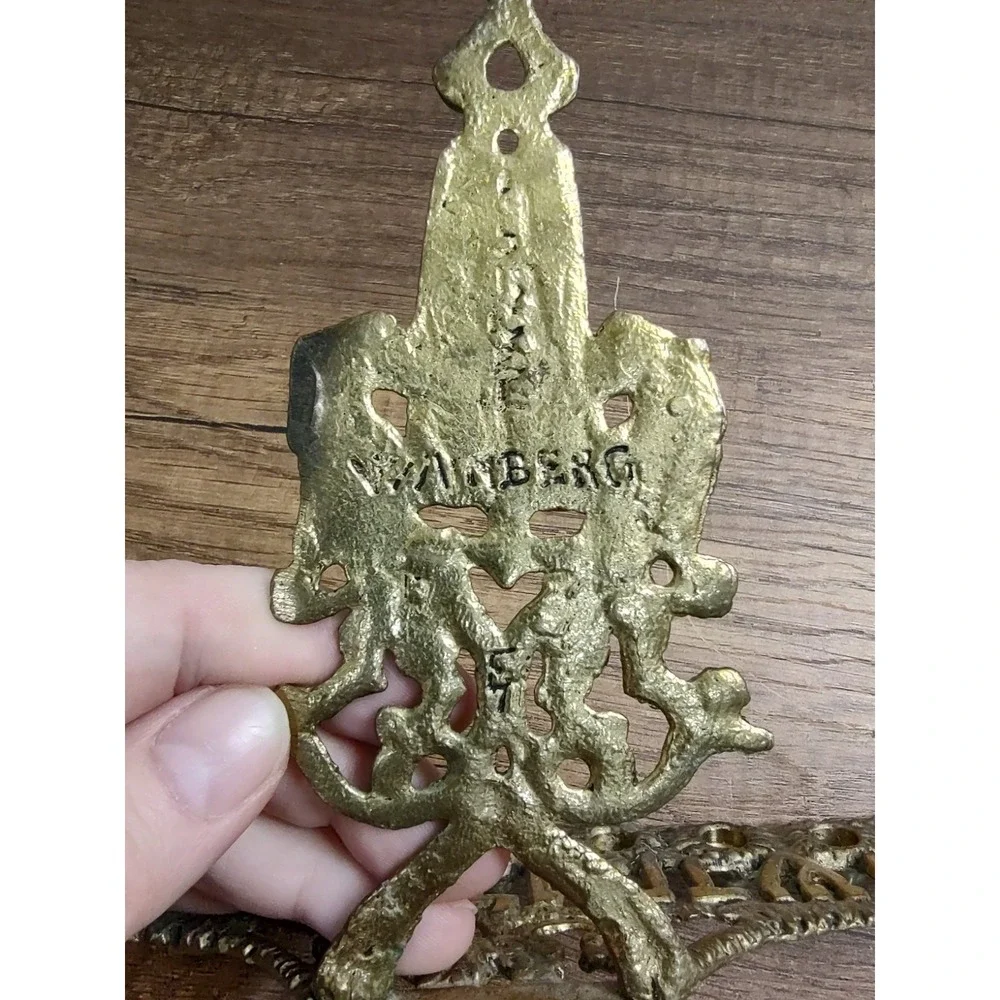 Vintage Jewish Brass Menorah Lions Of Judha Made in Israel By Wainberg B11